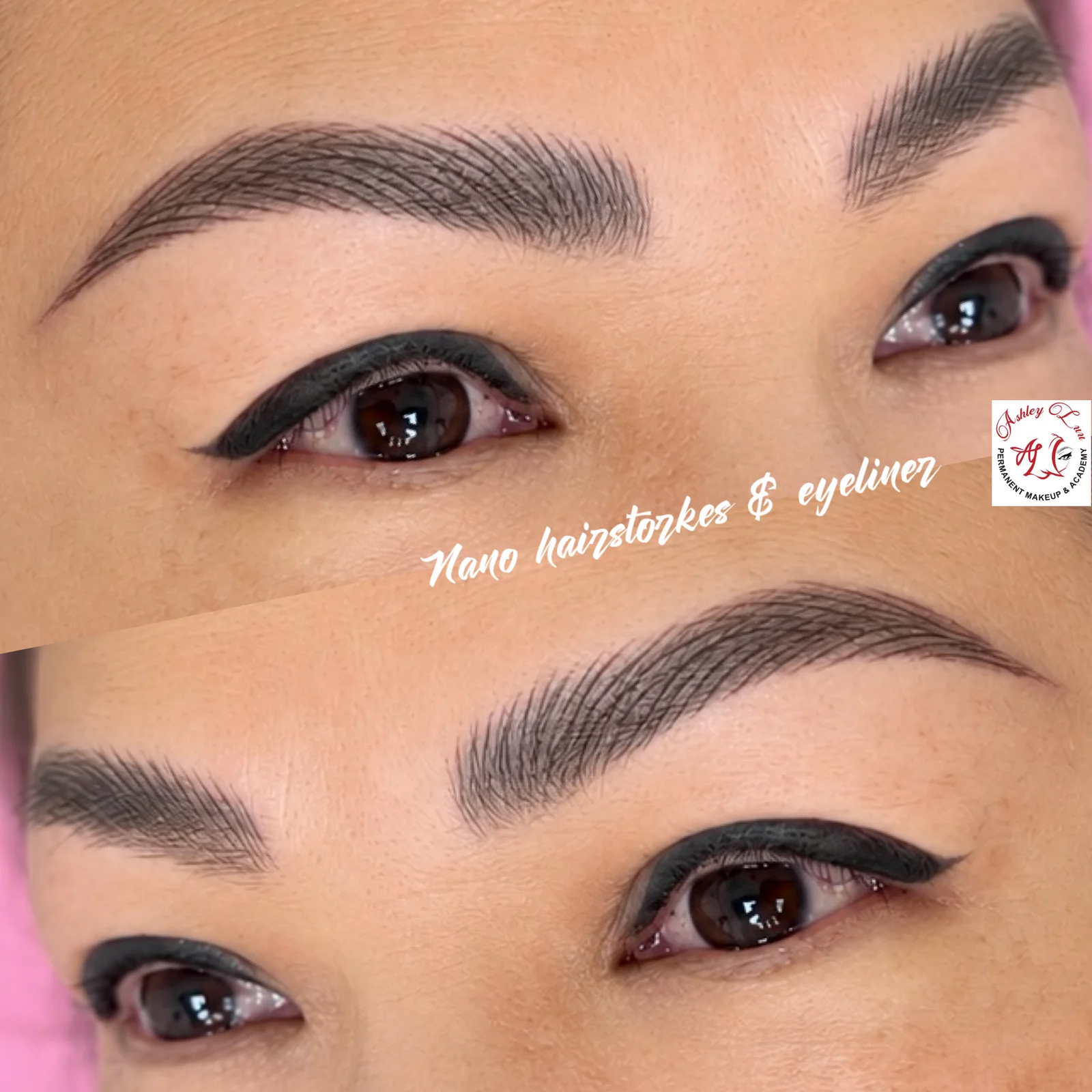 Nano Hairstrokes & Eyeliner permanent makeup work by Ashley Luu