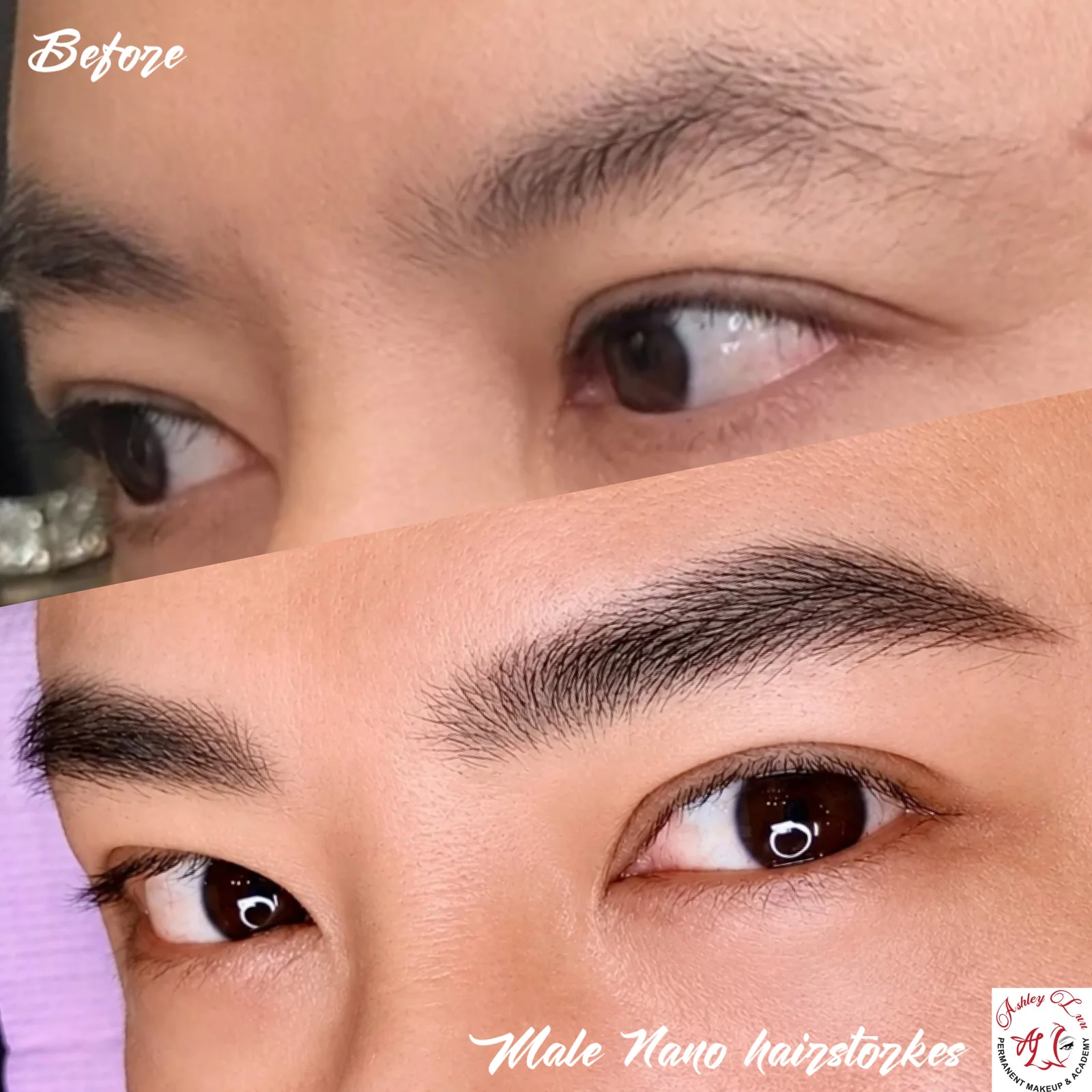 Men's Nano Hairstrokes permanent makeup work by Ashley Luu