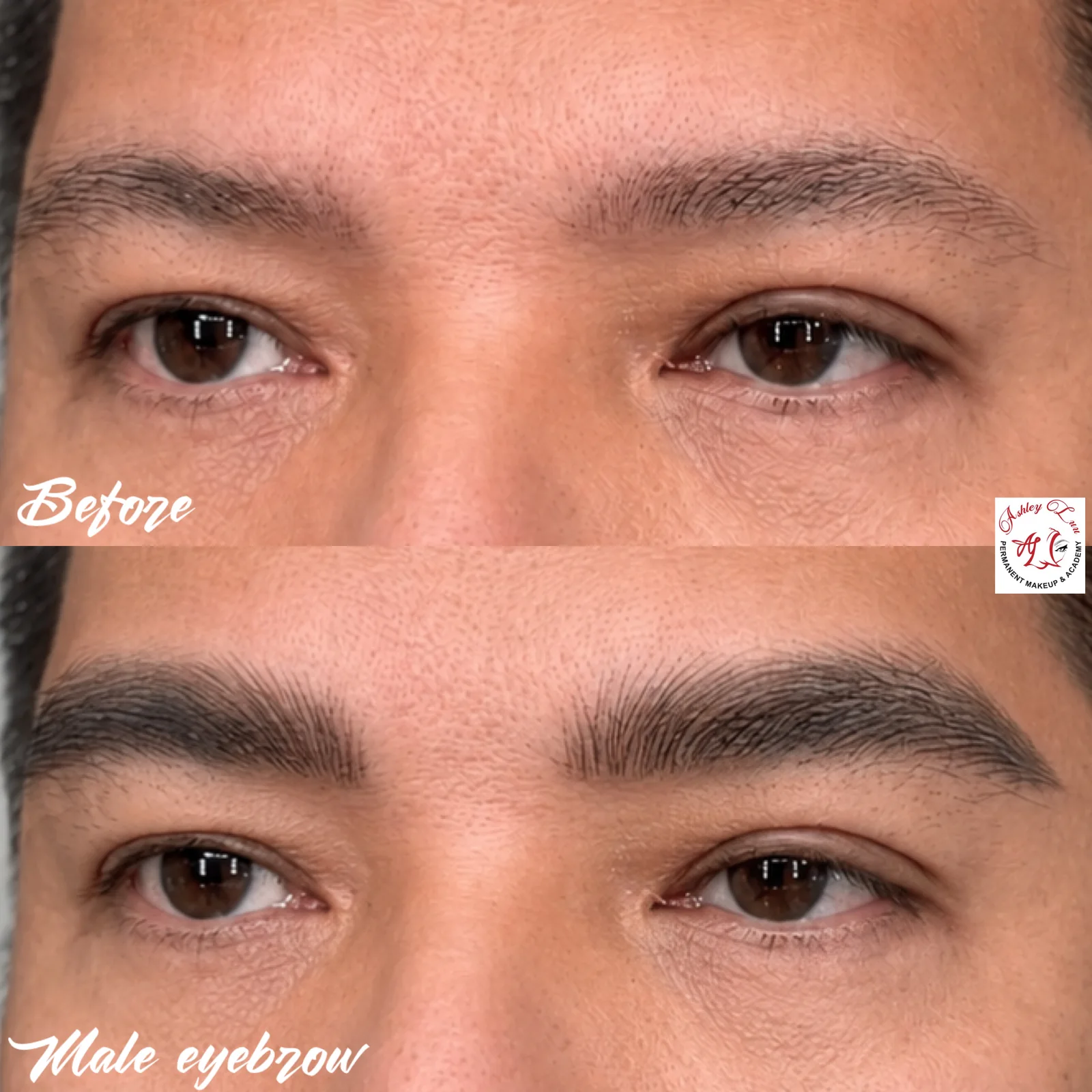 Men's Eyebrow Restoration permanent makeup work by Ashley Luu