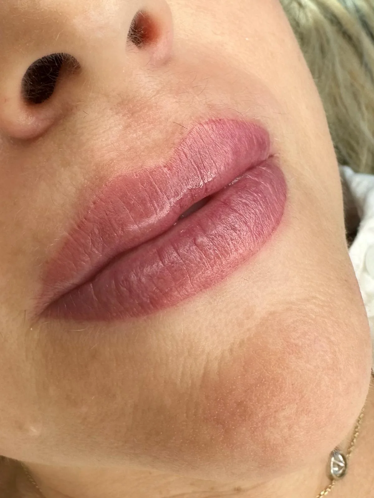 Soft neutral lip blush result by Courtney Livesay